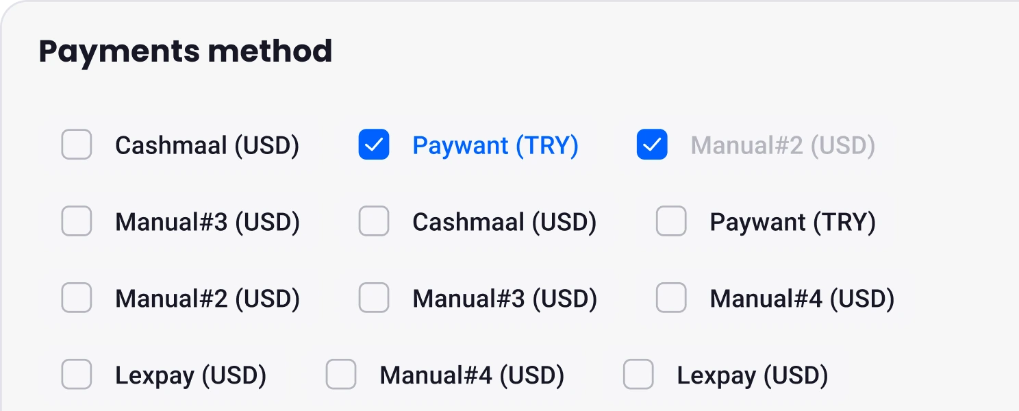 Payment gateway settings