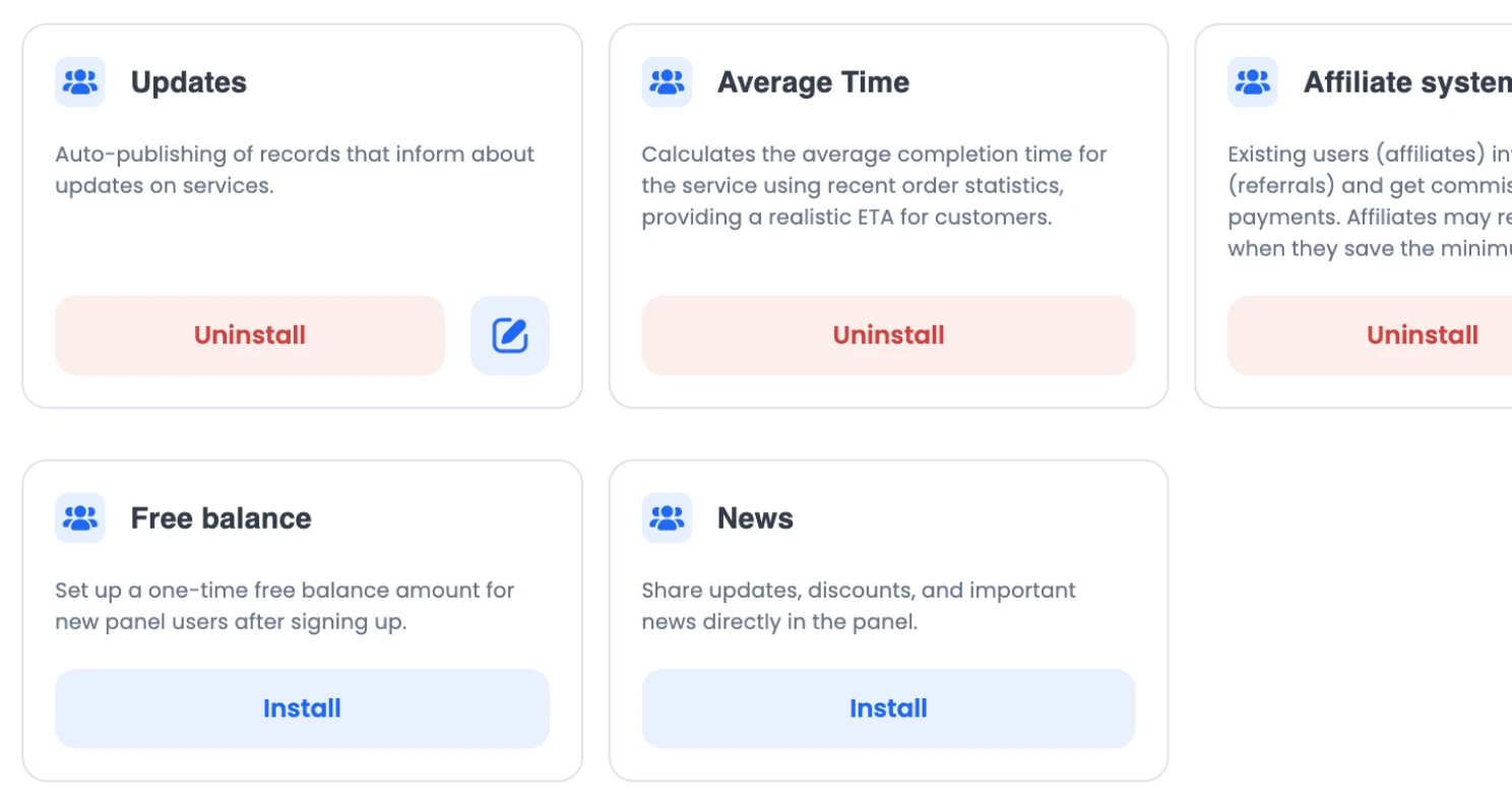 Platform addons interface