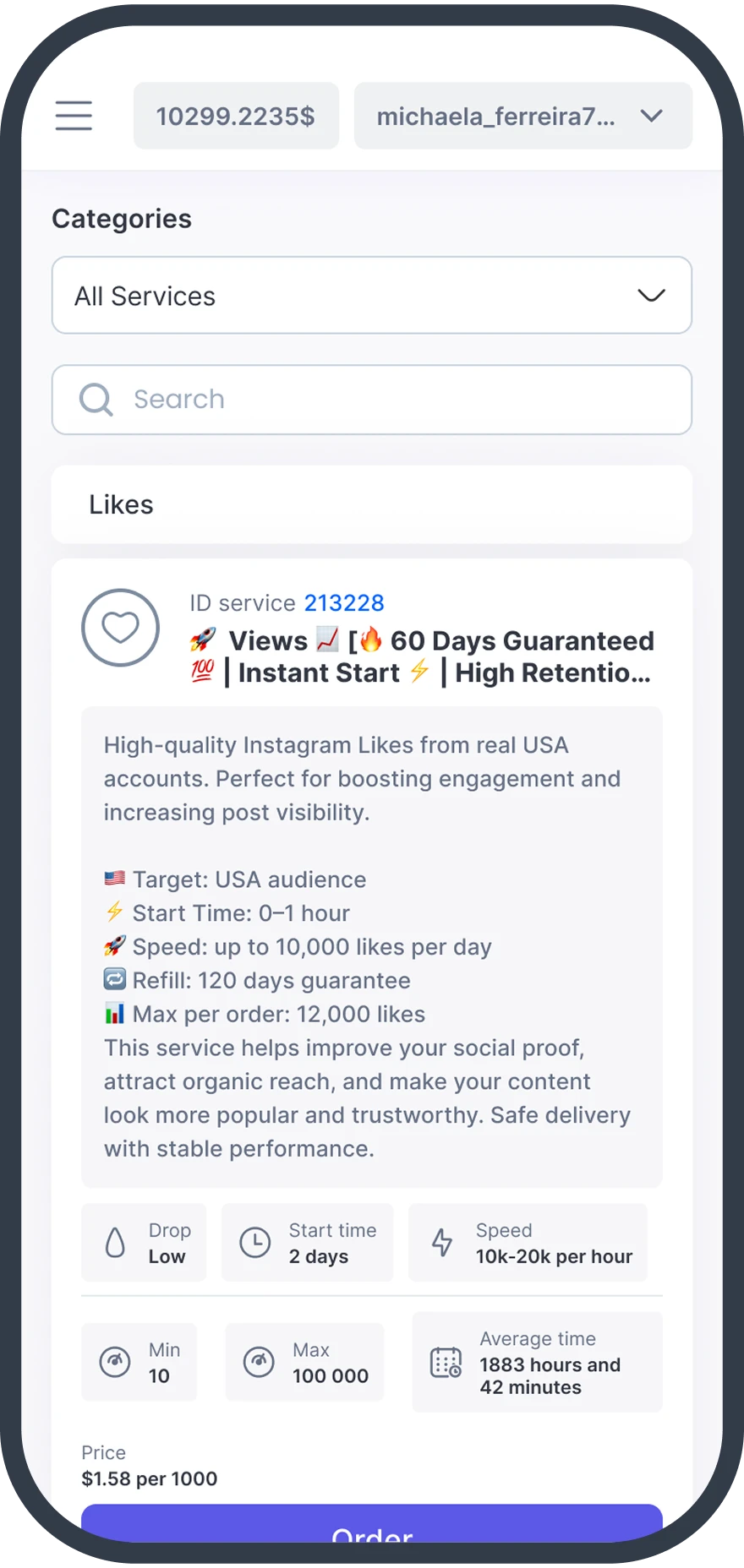Service management on mobile