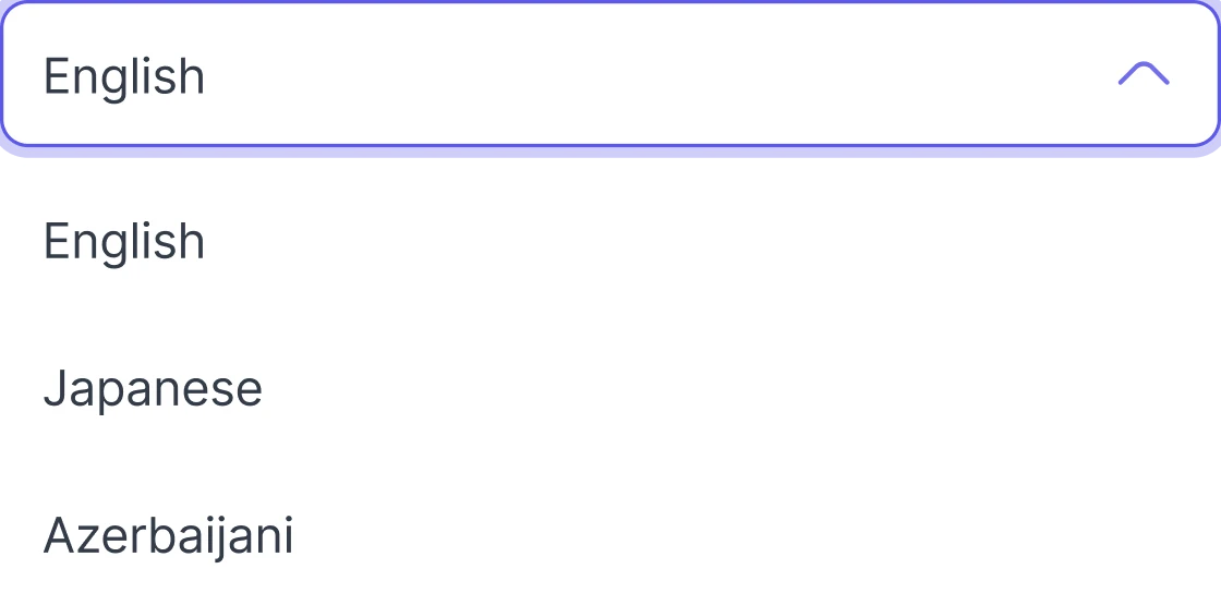 Language selection menu
